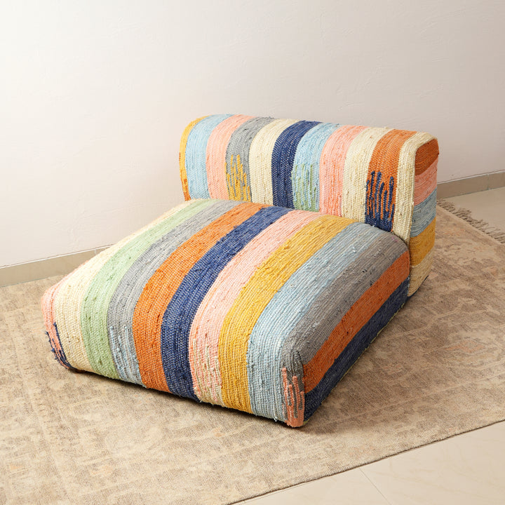 L Shape Floor Sofa In Multi Stripe