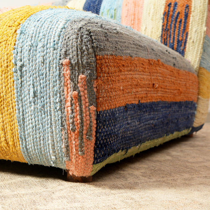 L Shape Floor Sofa In Multi Stripe