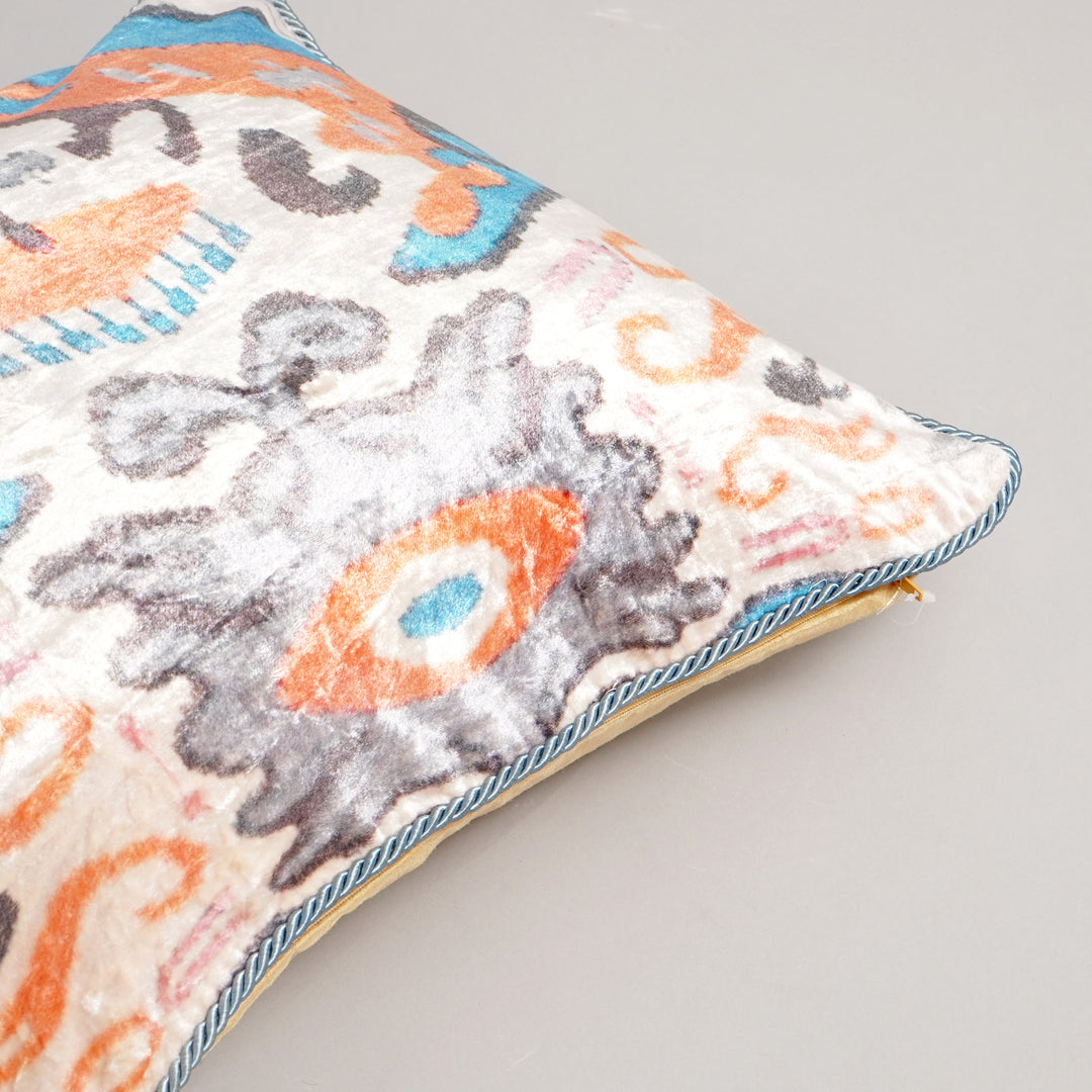HOUSSE DE COUSSIN IMPRIMÉE EN COTON VISCOSE AVEC PIPING - DELHI-1156
