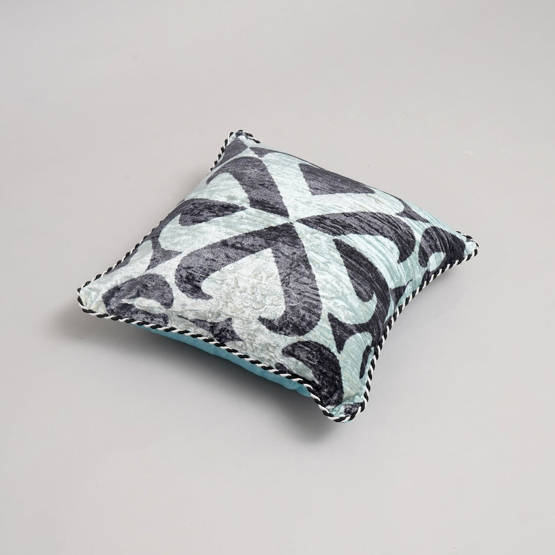 HOUSSE DE COUSSIN IMPRIMÉE EN COTON VISCOSE AVEC PIPING