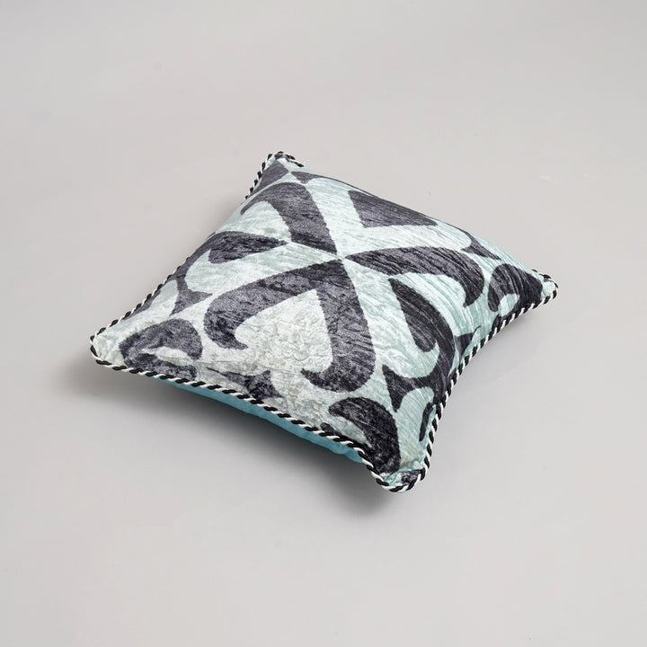 HOUSSE DE COUSSIN IMPRIMÉE EN COTON VISCOSE AVEC PIPING