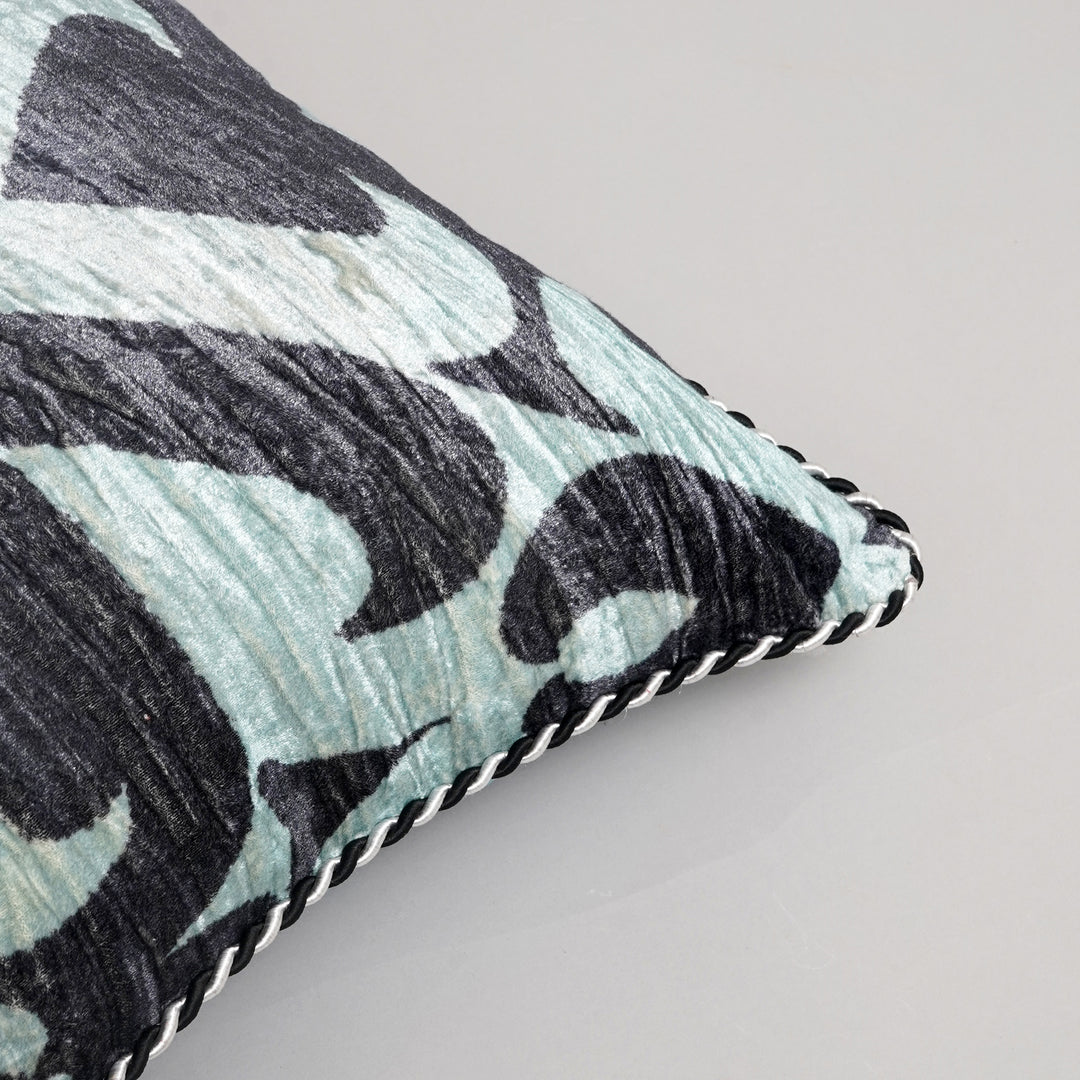 HOUSSE DE COUSSIN IMPRIMÉE EN COTON VISCOSE AVEC PIPING