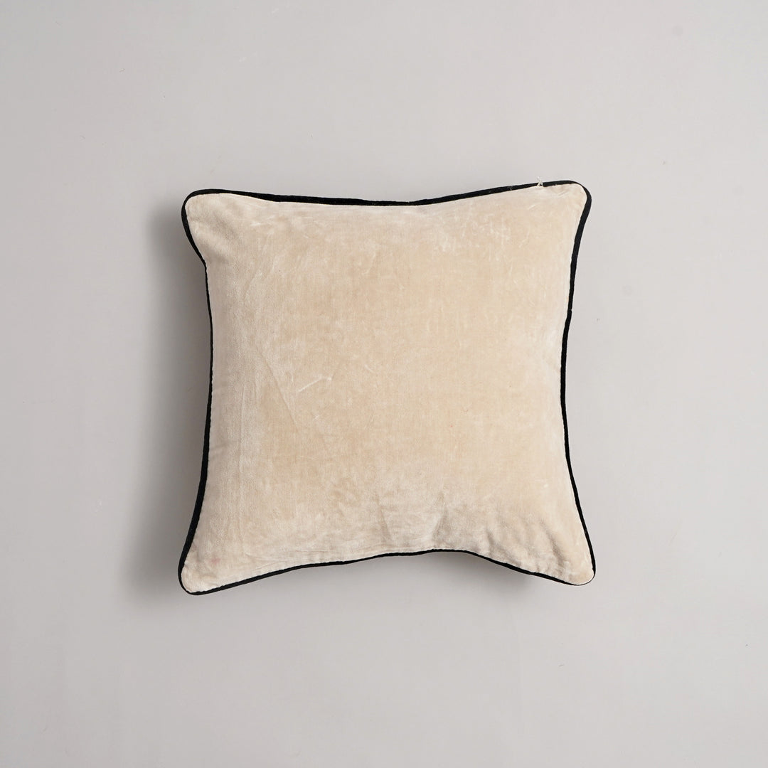 COUSSIN UNI EN VELOURS DE COTON AVEC PIPING - 45X45 CM - Ivoire