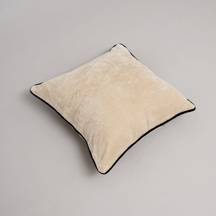 COUSSIN UNI EN VELOURS DE COTON AVEC PIPING - 45X45 CM - Ivoire