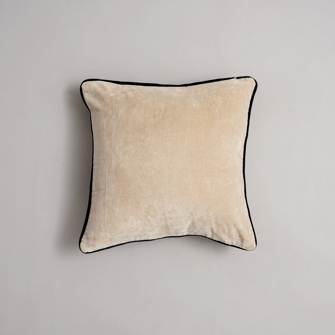 COUSSIN UNI EN VELOURS DE COTON AVEC PIPING - 45X45 CM - Ivoire