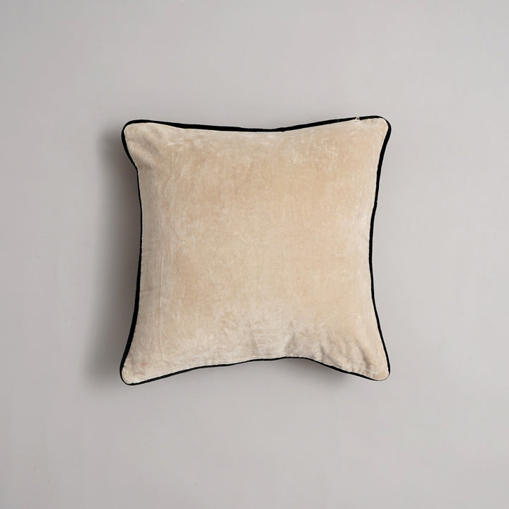 COUSSIN UNI EN VELOURS DE COTON AVEC PIPING - 45X45 CM - Ivoire