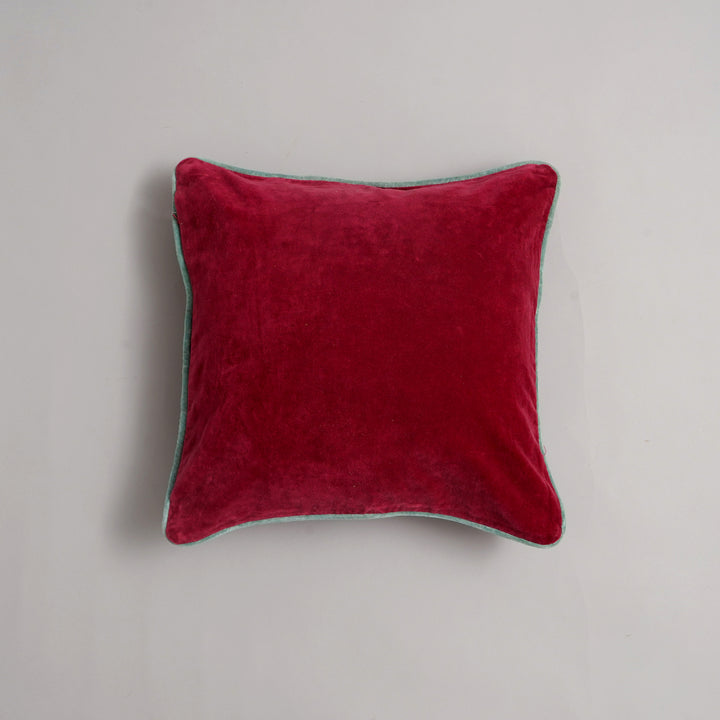 CUSCINO IN VELLUTO DI COTONE TINTO UNITO CON BORDO - 45X45 CM - Maroon