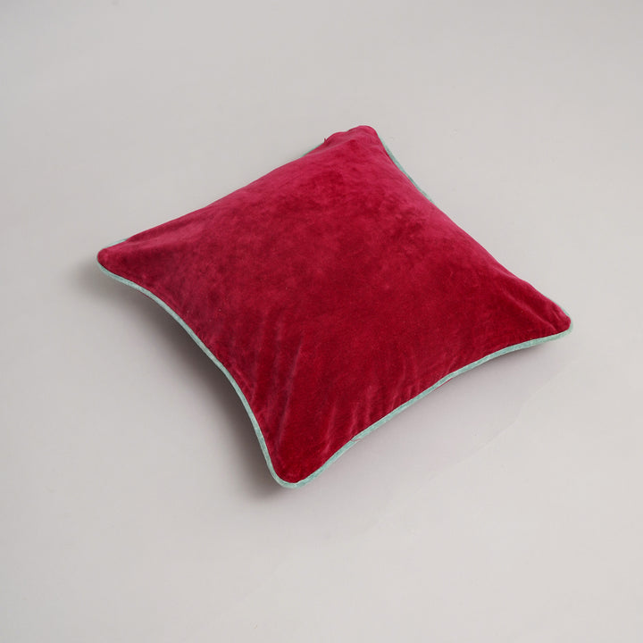 CUSCINO IN VELLUTO DI COTONE TINTO UNITO CON BORDO - 45X45 CM - Maroon