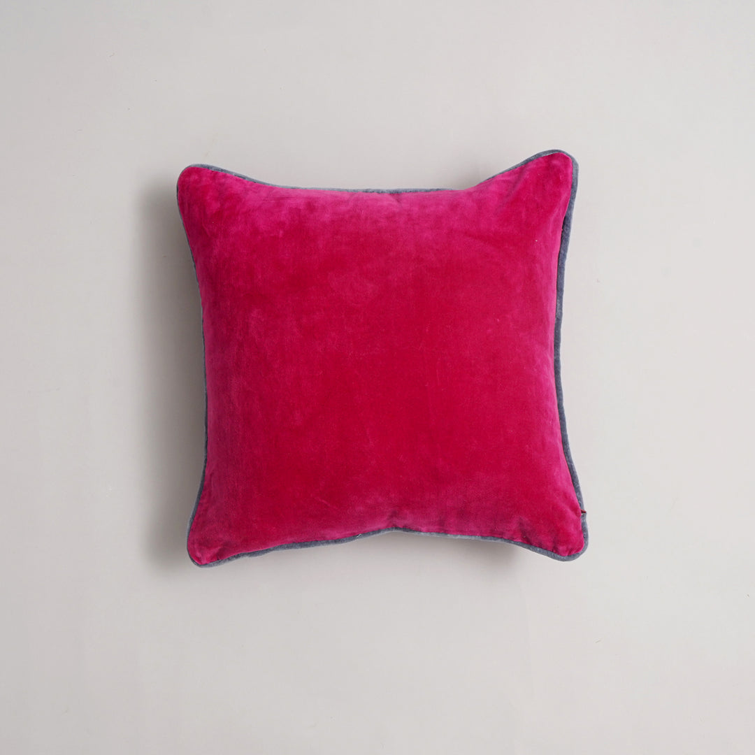 CUSCINO IN VELLUTO DI COTONE TINTO UNITO CON BORDO - 45X45 CM - Rosa