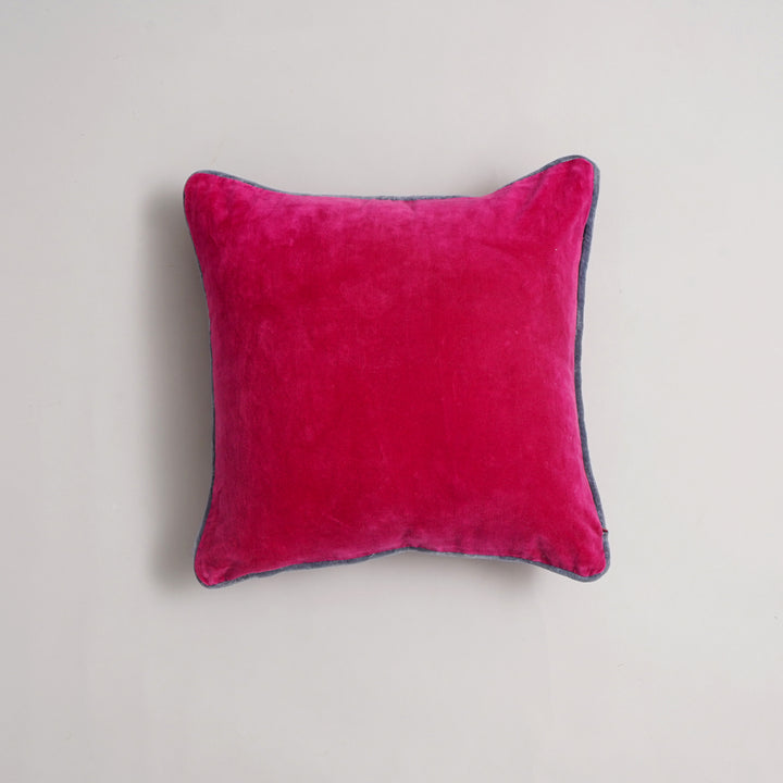 CUSCINO IN VELLUTO DI COTONE TINTO UNITO CON BORDO - 45X45 CM - Rosa