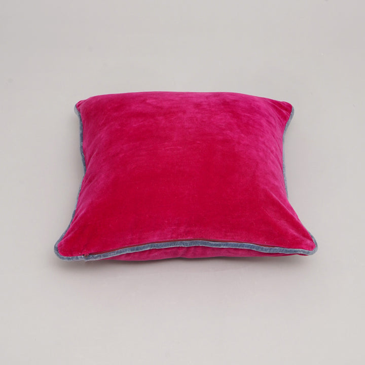CUSCINO IN VELLUTO DI COTONE TINTO UNITO CON BORDO - 45X45 CM - Rosa