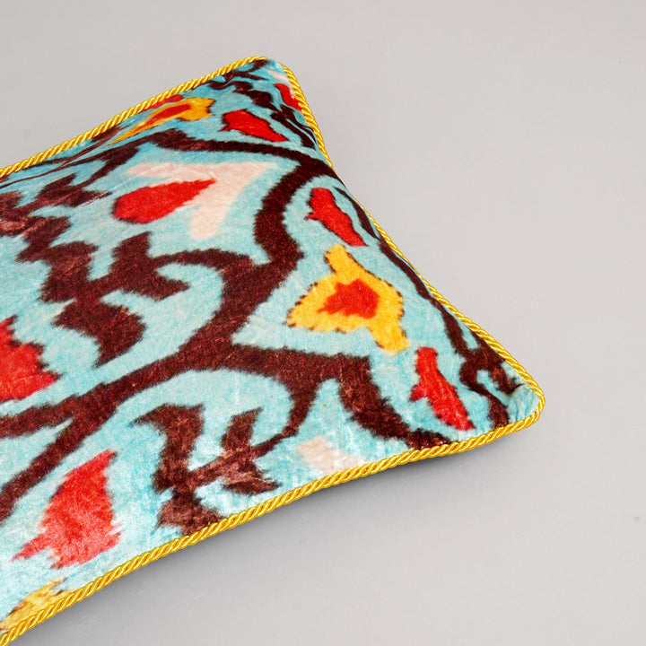HOUSSE DE COUSSIN IMPRIMÉE EN COTON VISCOSE AVEC PIPING