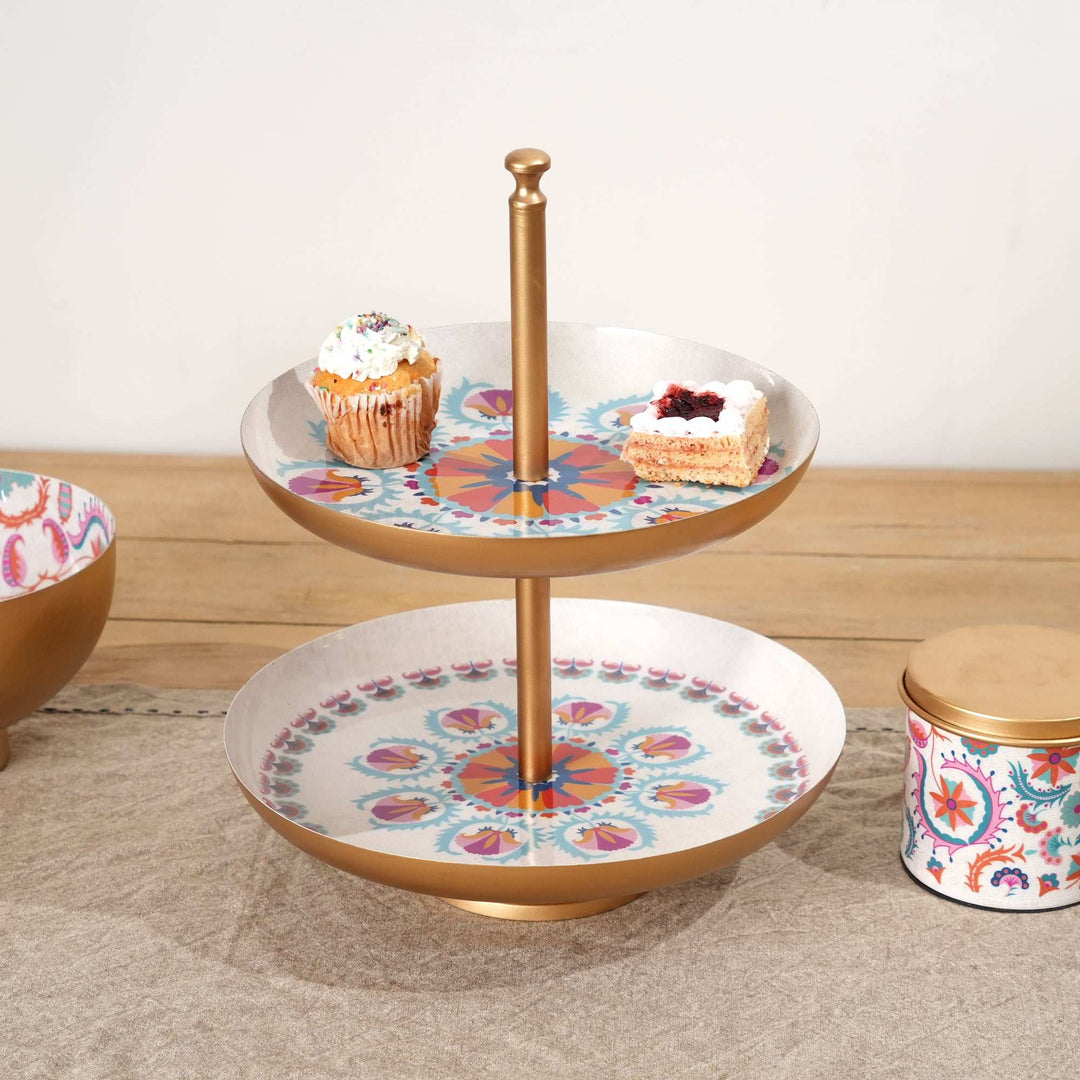 2-Tier Cake Stand – Metal Dessert Display Stand for Parties & Events