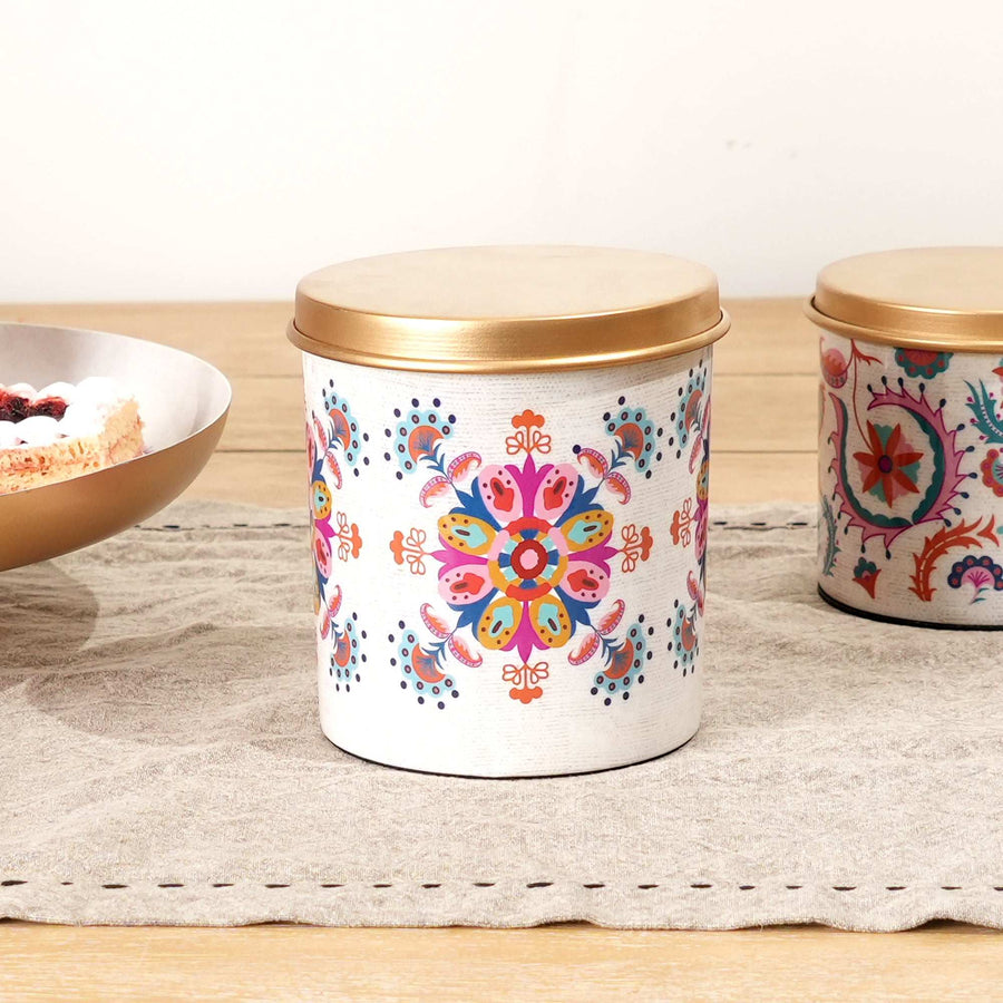 Large Round Enamel Box with Lid – Kitchen & Home Storage Jar