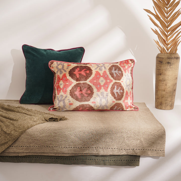 HOUSSE DE COUSSIN IMPRIMÉE EN COTON VISCOSE AVEC PIPING - DELHI-1163