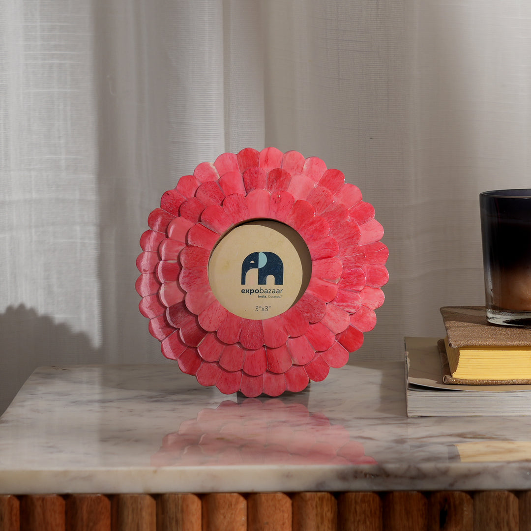 Round Sunflower Photo Frame – Pink