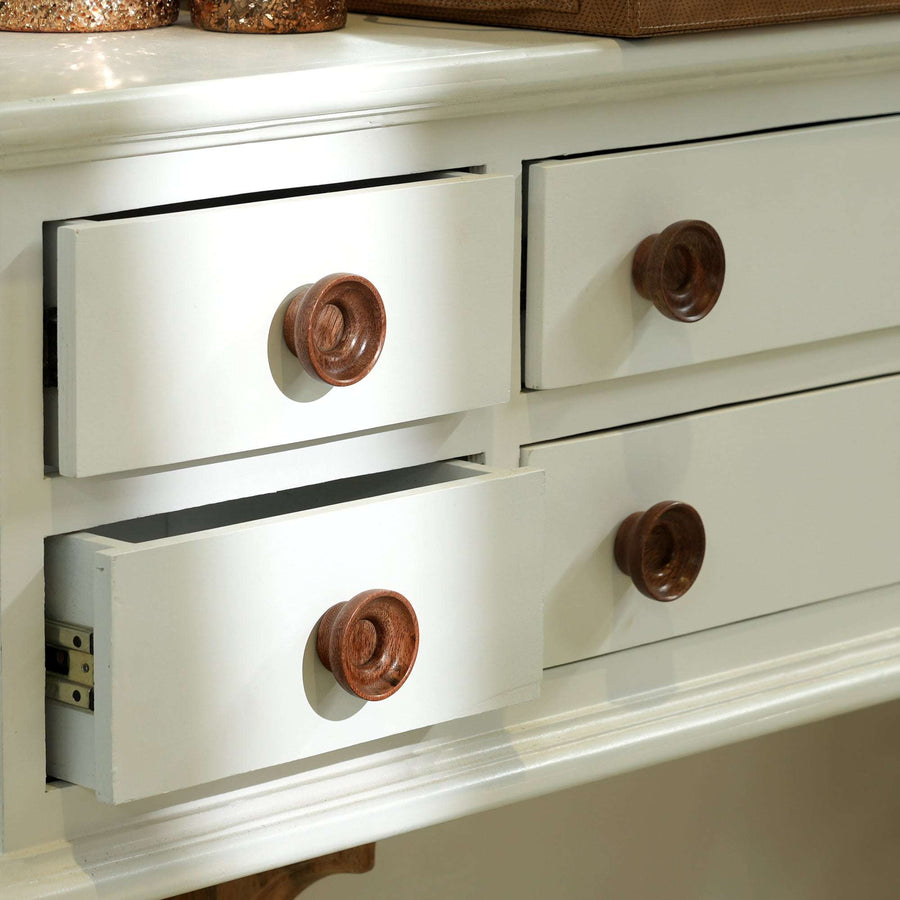 Brown Hollow Wooden Cabinet Knobs Set of 6
