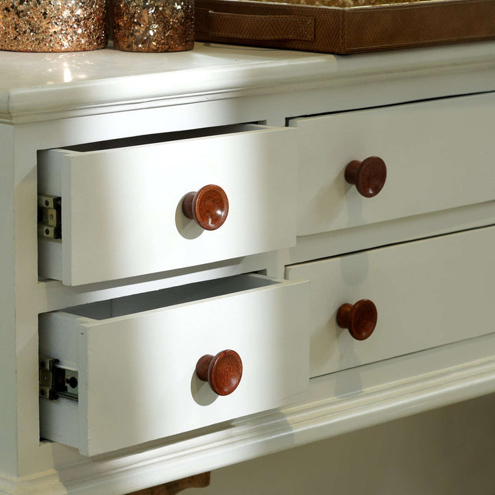 Brown Layered Mango Wood Knobs Set of 6