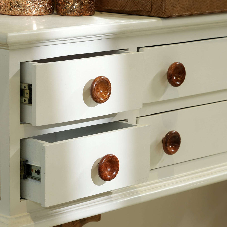 Brown Concave Mango Wood Cabinet Knobs Set of 6
