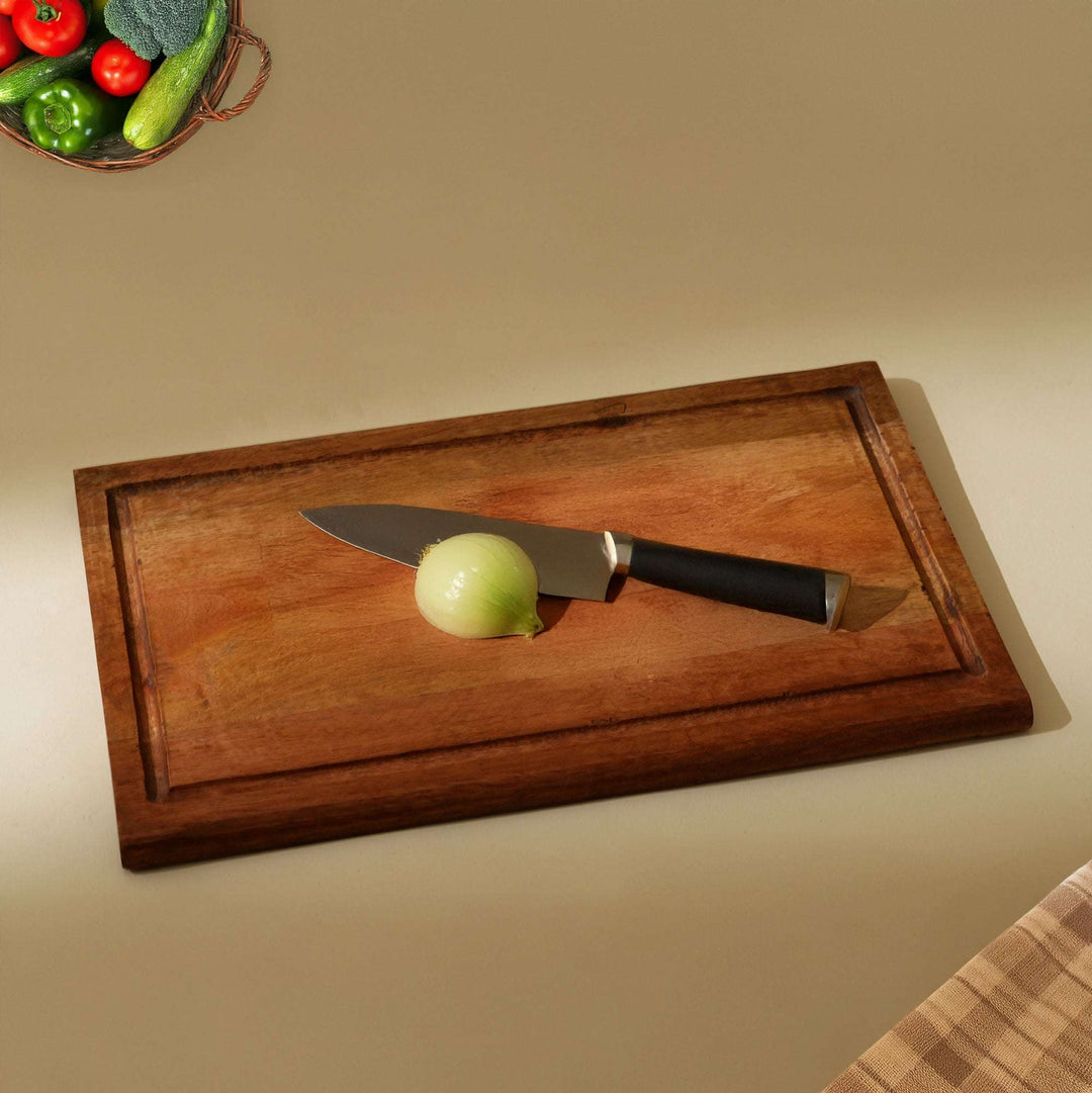 Wooden Cutting Board Juice Groove Kitchen Serving