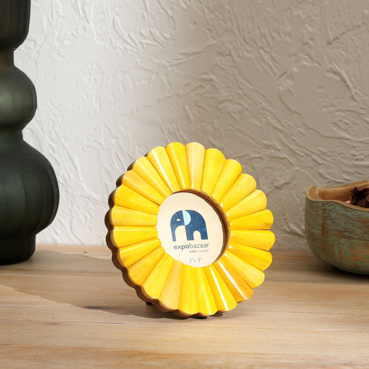Round Sunflower Decorative Frame- Yellow