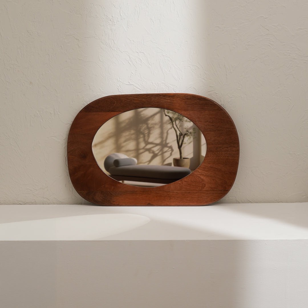 Organic Wall Mirror Large  - Dark Brown