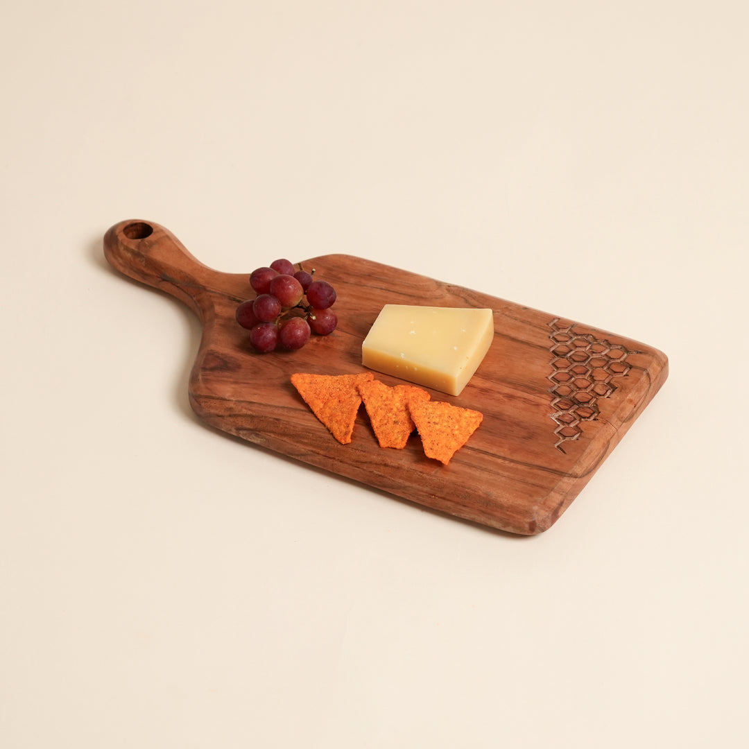 Square Grip Acacia Wood Chopping Board with Handle 17x35cm