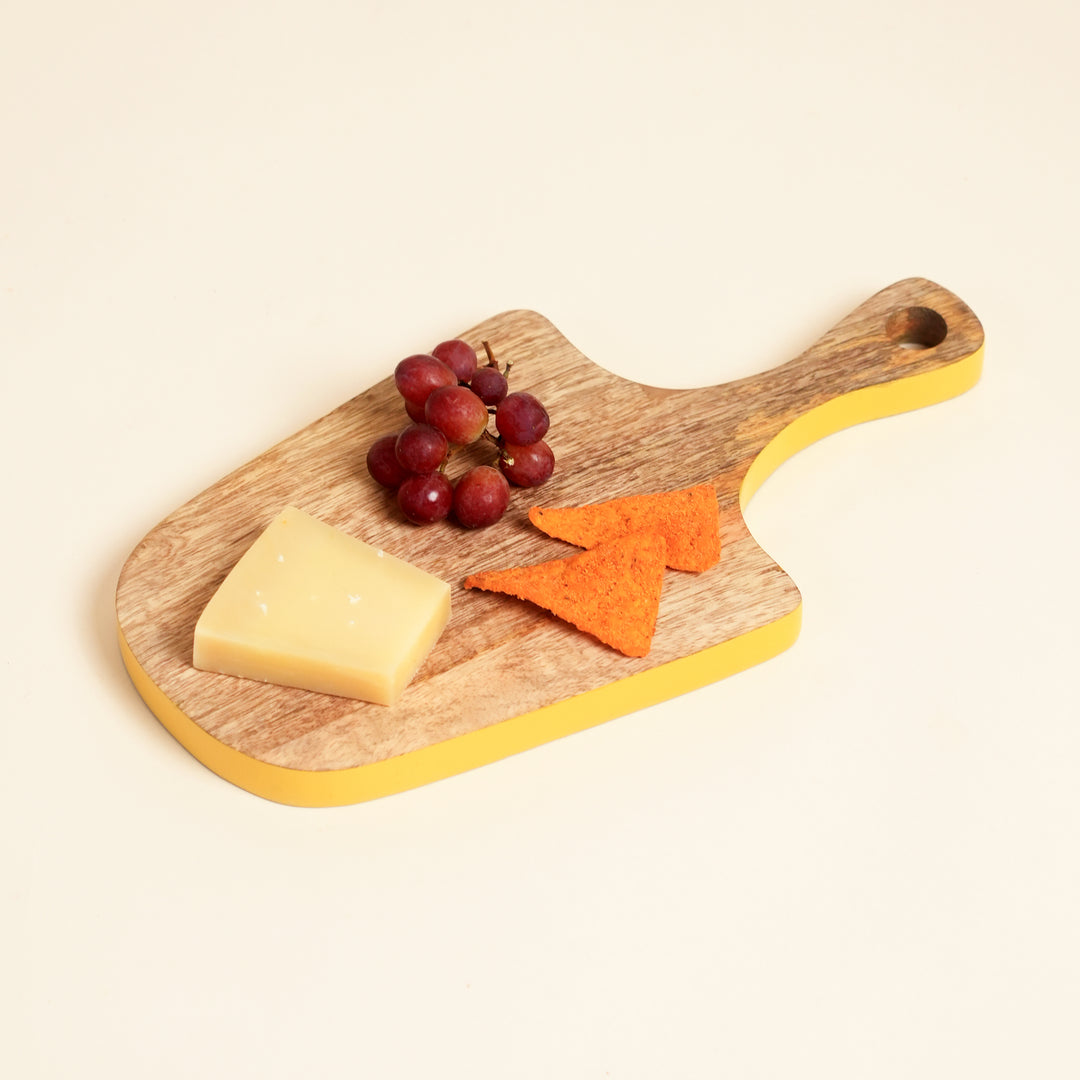 Citron Mango Wood Serving Board with Handle Design