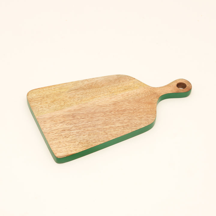 Mango Wood Serving Board with Green Edge Handle Design