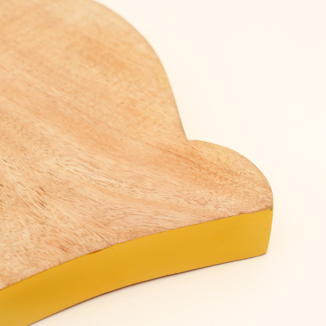 Cat Shaped Mango Wood Serving Board with Colour Edge