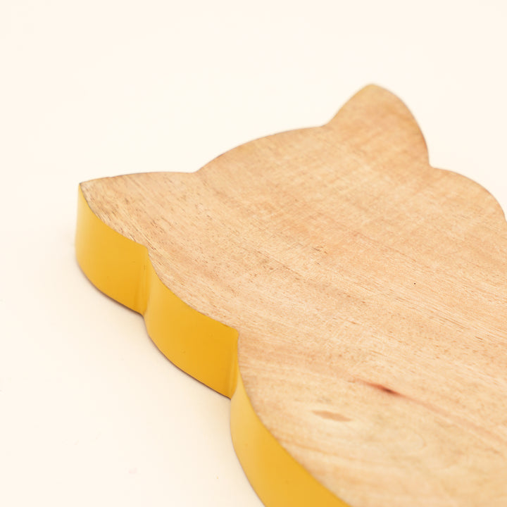 Cat Shaped Mango Wood Serving Board with Colour Edge