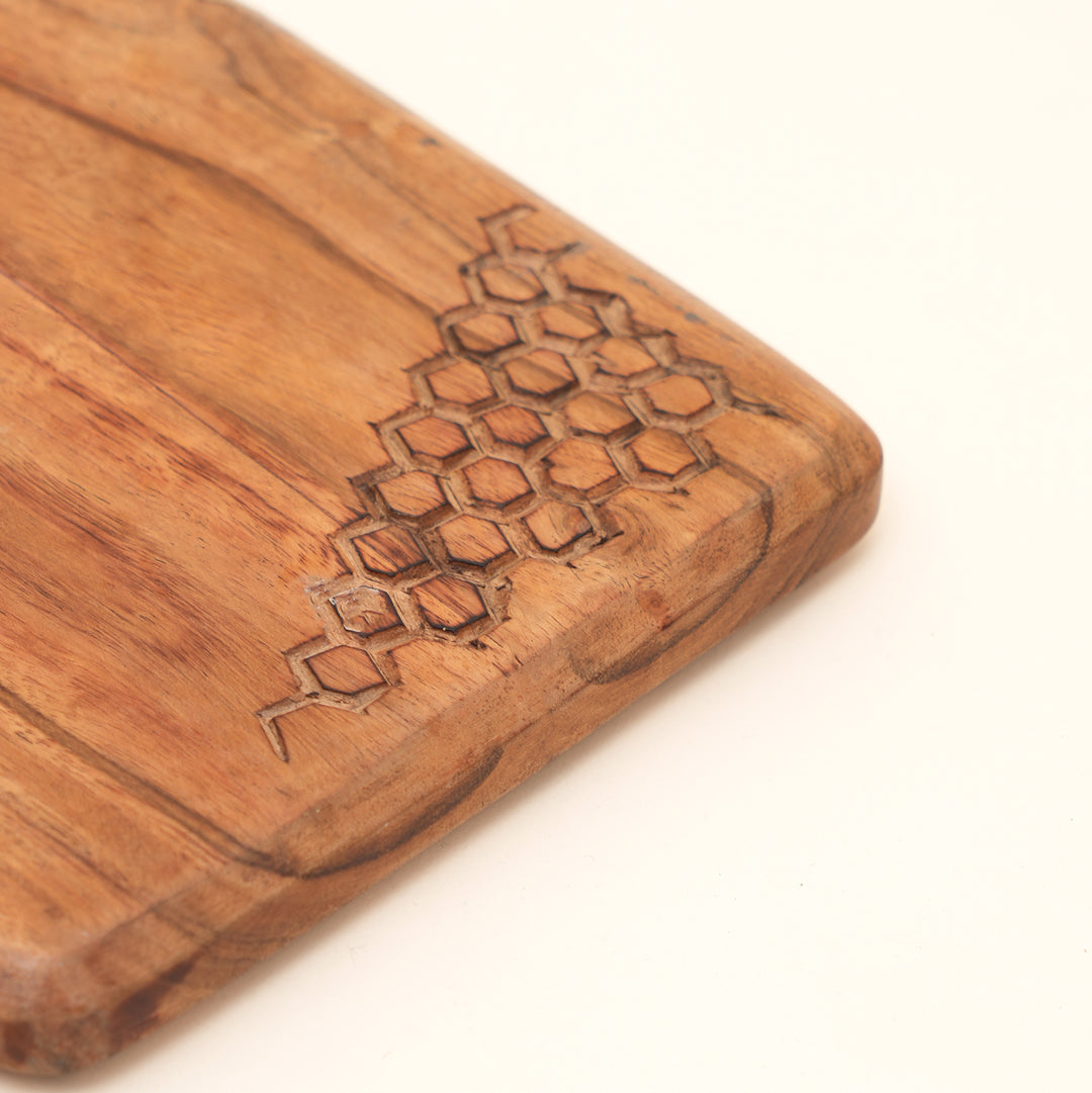Square Grip Acacia Wood Chopping Board with Handle 17x35cm