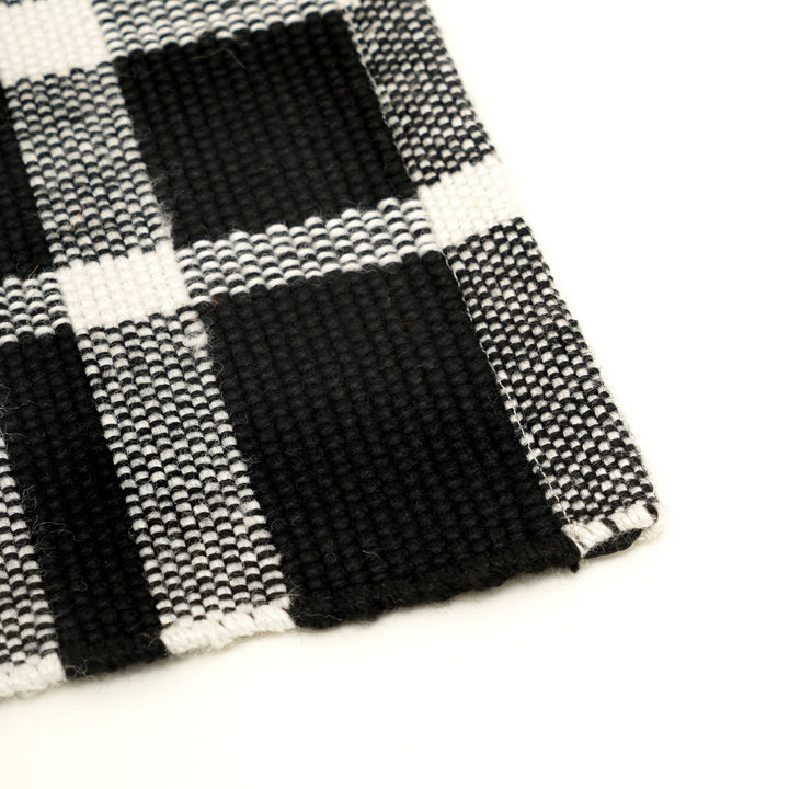 Charcoal Checker Stripe Placemat – Durable Polyester Table Mat for Dining and Kitchen