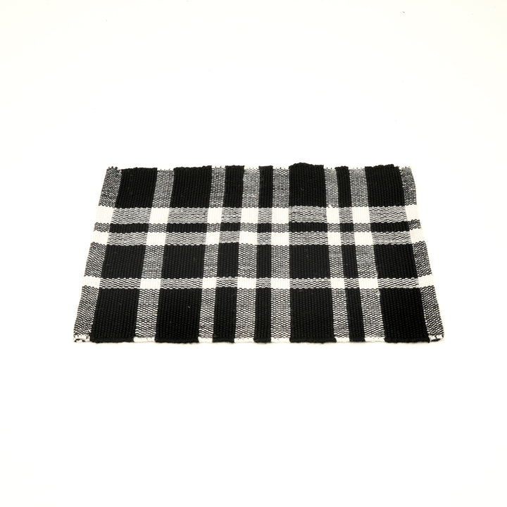 Charcoal Checker Stripe Placemat – Durable Polyester Table Mat for Dining and Kitchen