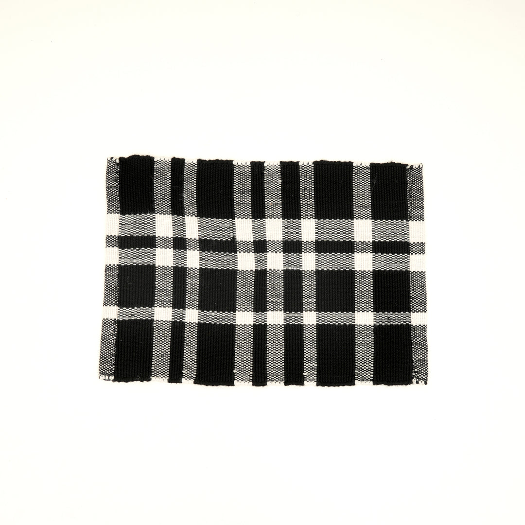 Charcoal Checker Stripe Placemat – Durable Polyester Table Mat for Dining and Kitchen
