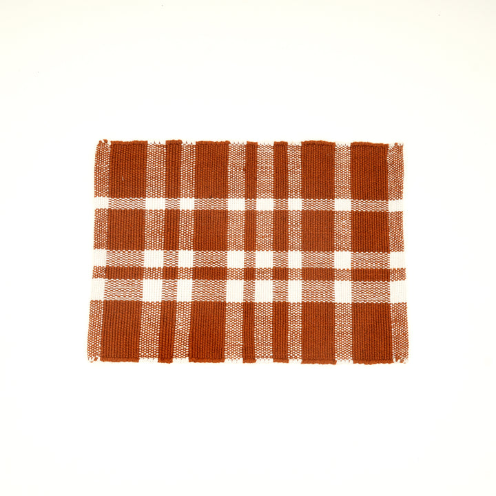 Rust Checker Stripe Placemat – Durable Polyester Table Mat for Dining and Kitchen