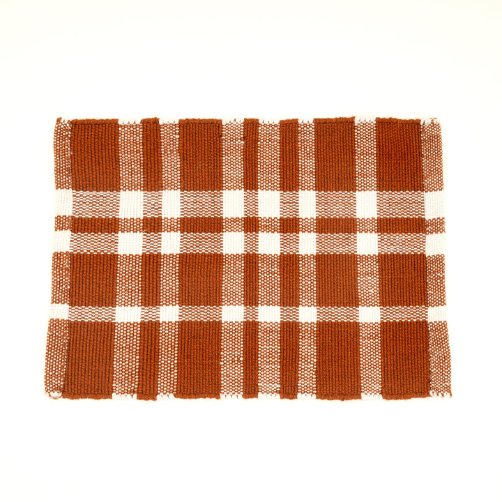 Rust Checker Stripe Placemat – Durable Polyester Table Mat for Dining and Kitchen
