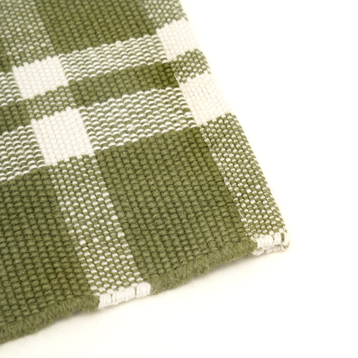 Green Checker Stripe Placemat – Durable Polyester Table Mat for Dining and Kitchen