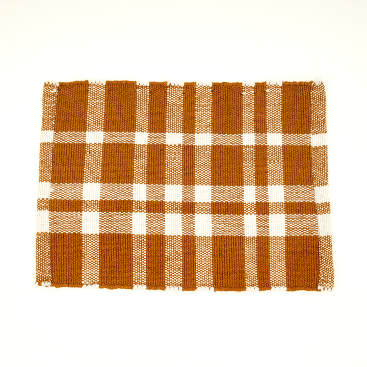 Gold Checker Stripe Placemat – Durable Polyester Table Mat for Elegant Dining