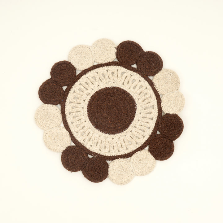 Brown Cotton Braided Placemat – Handcrafted Durable Table Mat for Dining