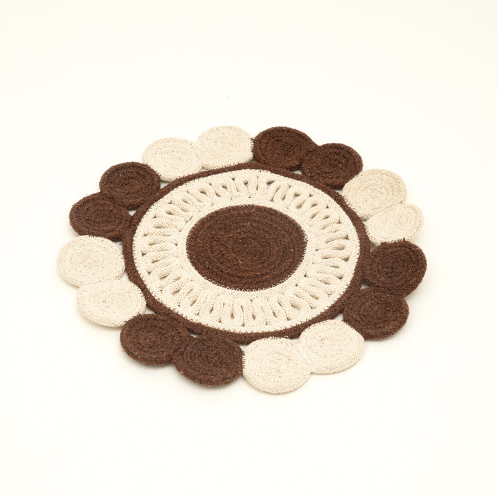 Brown Cotton Braided Placemat – Handcrafted Durable Table Mat for Dining