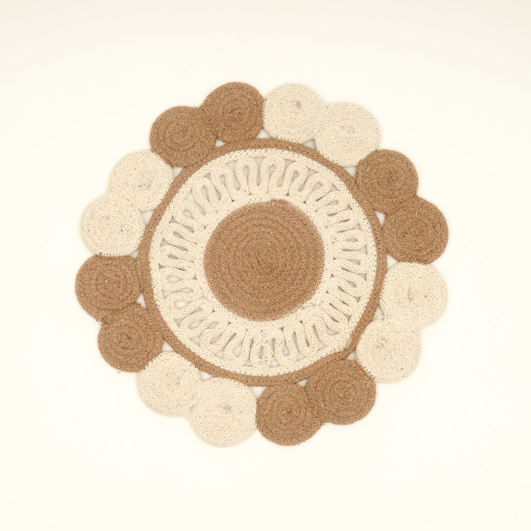 Beige Cotton Braided Placemat – Handcrafted Durable Table Mat for Dining