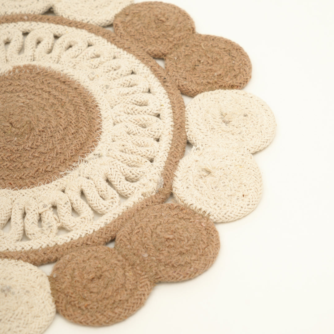 Beige Cotton Braided Placemat – Handcrafted Durable Table Mat for Dining