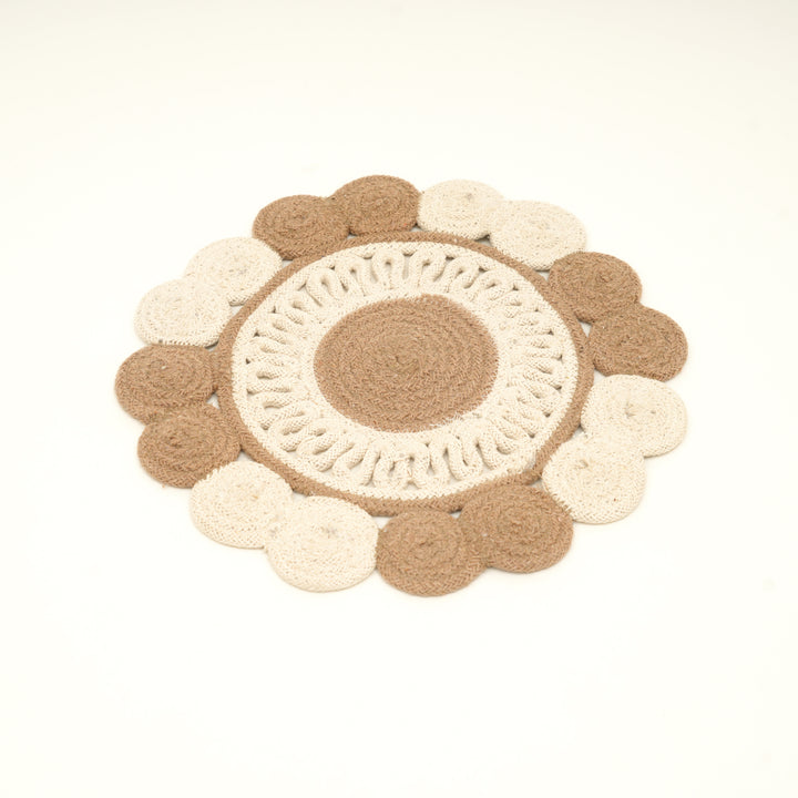Beige Cotton Braided Placemat – Handcrafted Durable Table Mat for Dining