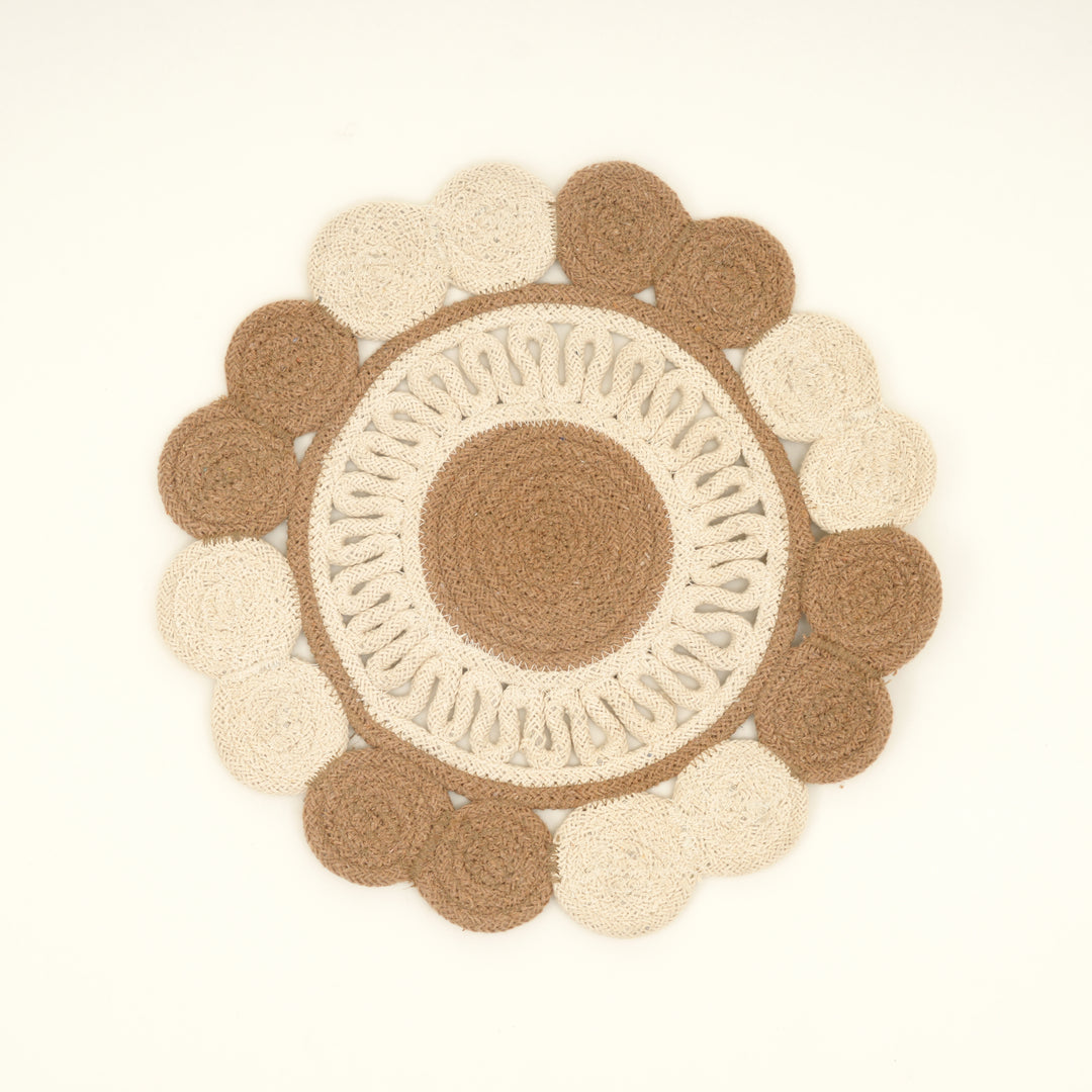 Beige Cotton Braided Placemat – Handcrafted Durable Table Mat for Dining