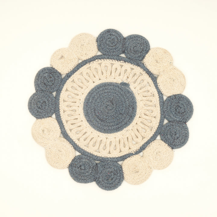 Blue Cotton Braided Placemat – Handcrafted Durable Table Mat for Dining