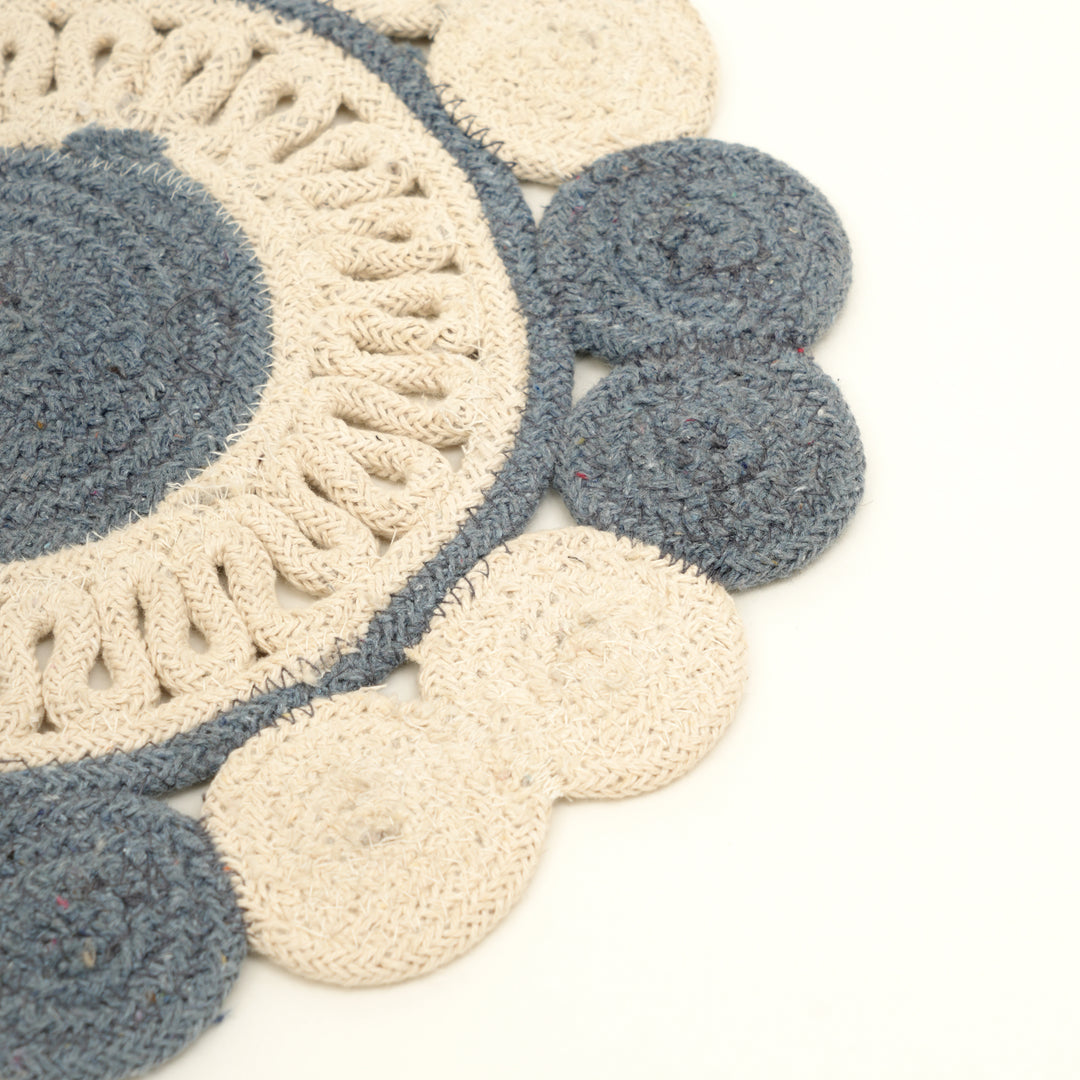 Blue Cotton Braided Placemat – Handcrafted Durable Table Mat for Dining