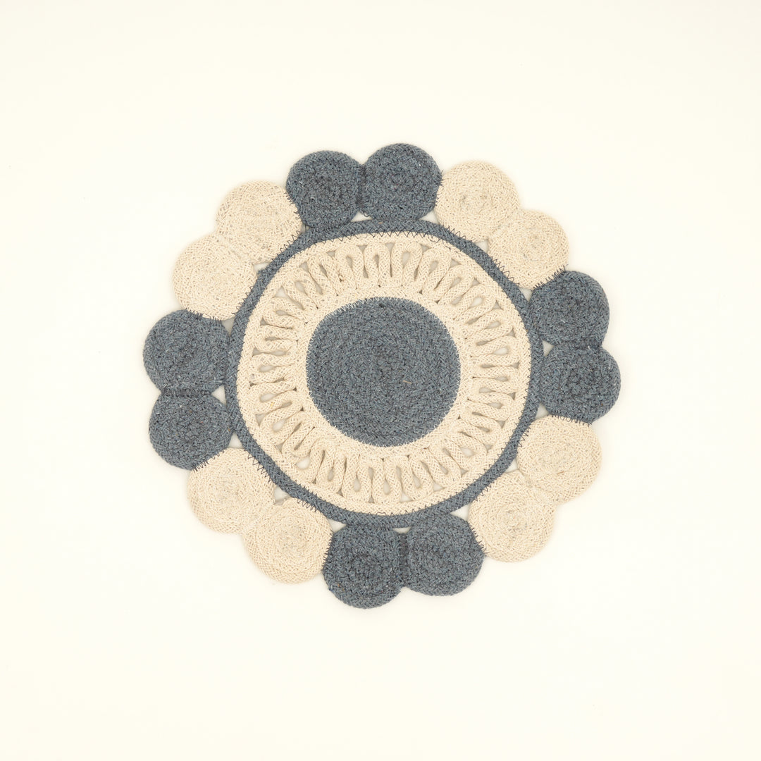 Blue Cotton Braided Placemat – Handcrafted Durable Table Mat for Dining