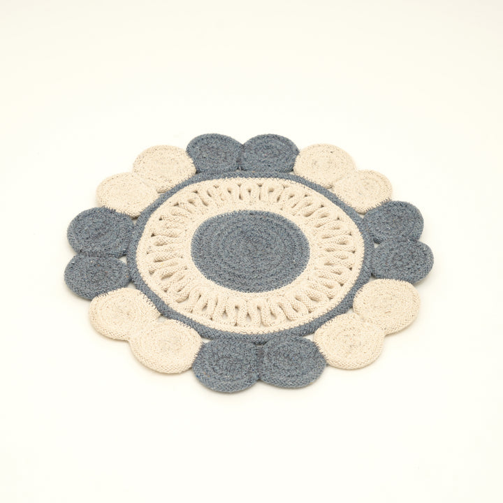 Blue Cotton Braided Placemat – Handcrafted Durable Table Mat for Dining