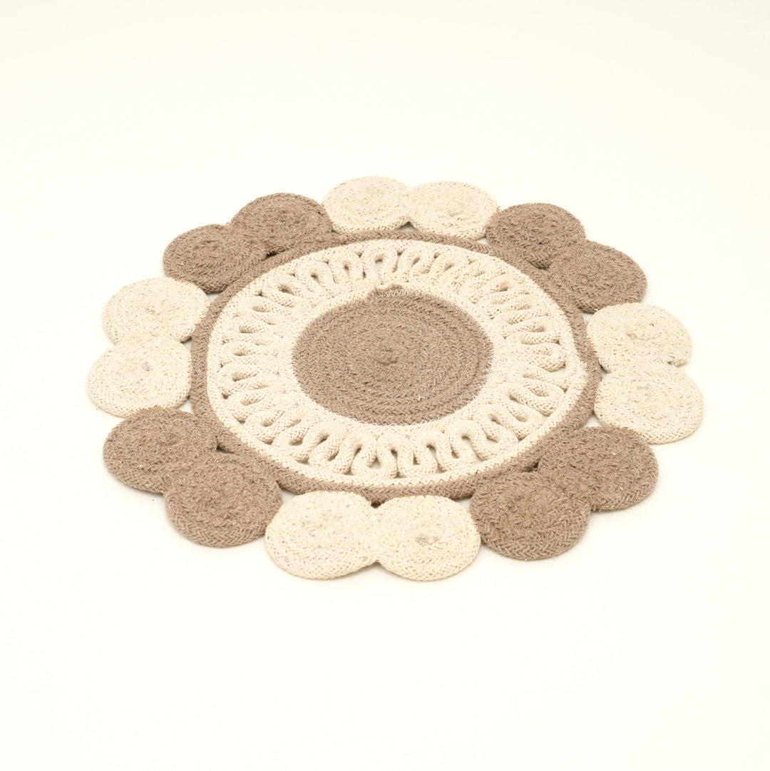 Grey Cotton Braided Placemat – Handcrafted Durable Table Mat for Dining